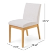 Dining Chair Set of 2- Brown Wood Frame- Light Beige Padded Fabric