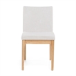 Dining Chair Set of 2- Brown Wood Frame- Light Beige Padded Fabric