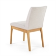 Dining Chair Set of 2- Brown Wood Frame- Light Beige Padded Fabric