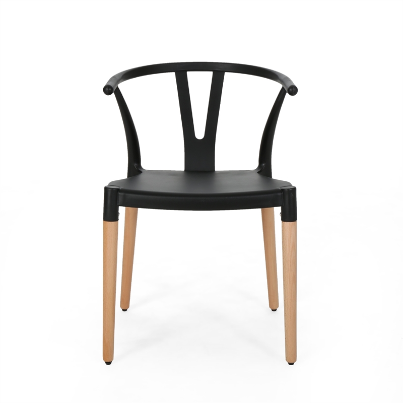 Dining Side Chair Set of 2- Sculpted Design 29 Inch Black Seat