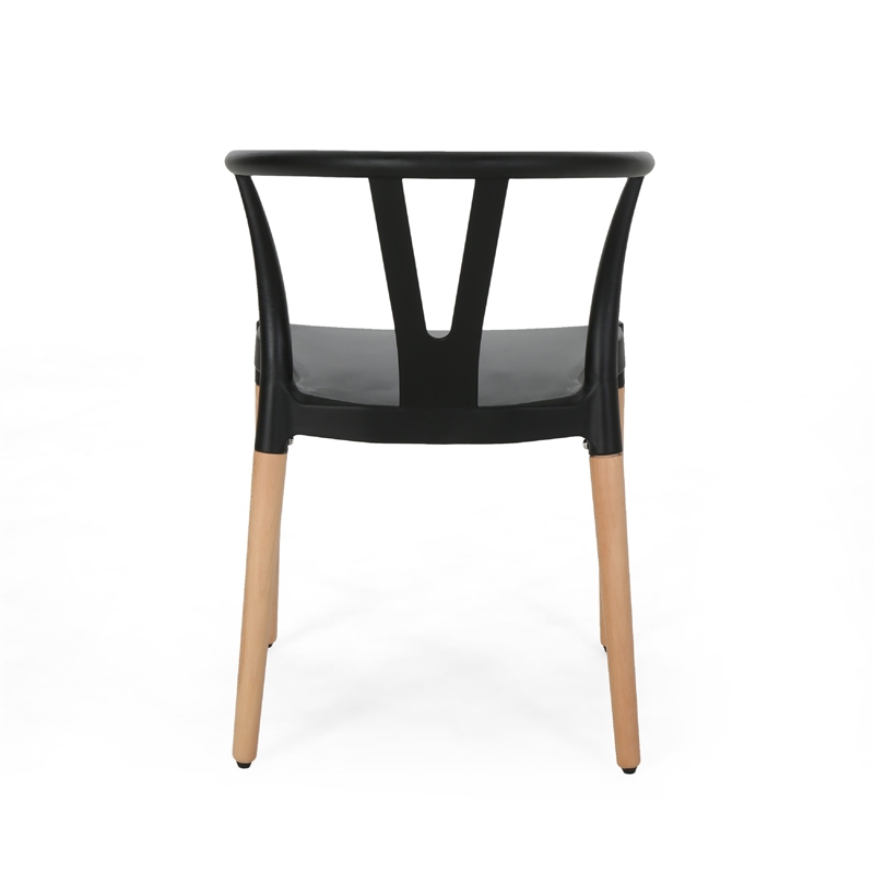 Dining Side Chair Set of 2- Sculpted Design 29 Inch Black Seat