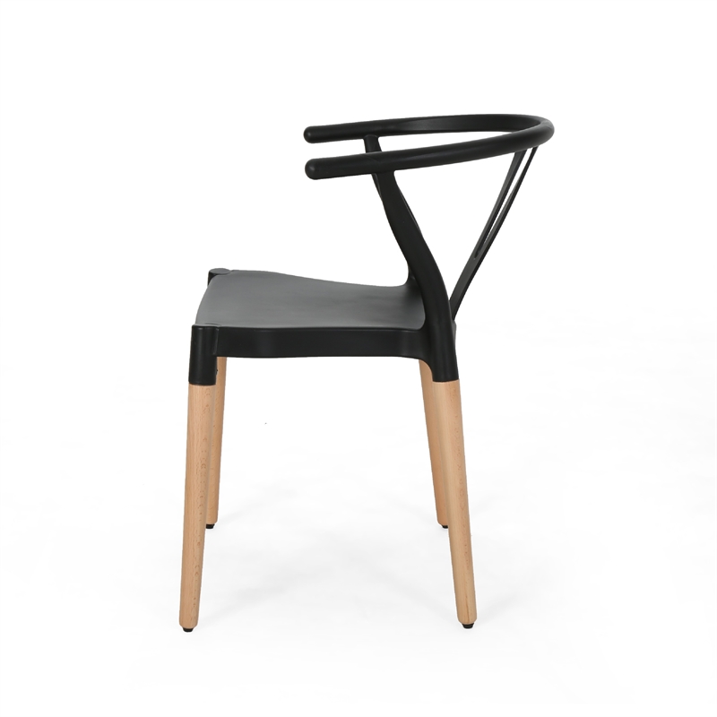 Dining Side Chair Set of 2- Sculpted Design 29 Inch Black Seat