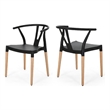 Dining Side Chair Set of 2- Sculpted Design 29 Inch Black Seat