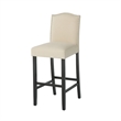 Marky Barstool Chair Set of 2- Arched Back and Footrest- Beige Fabric