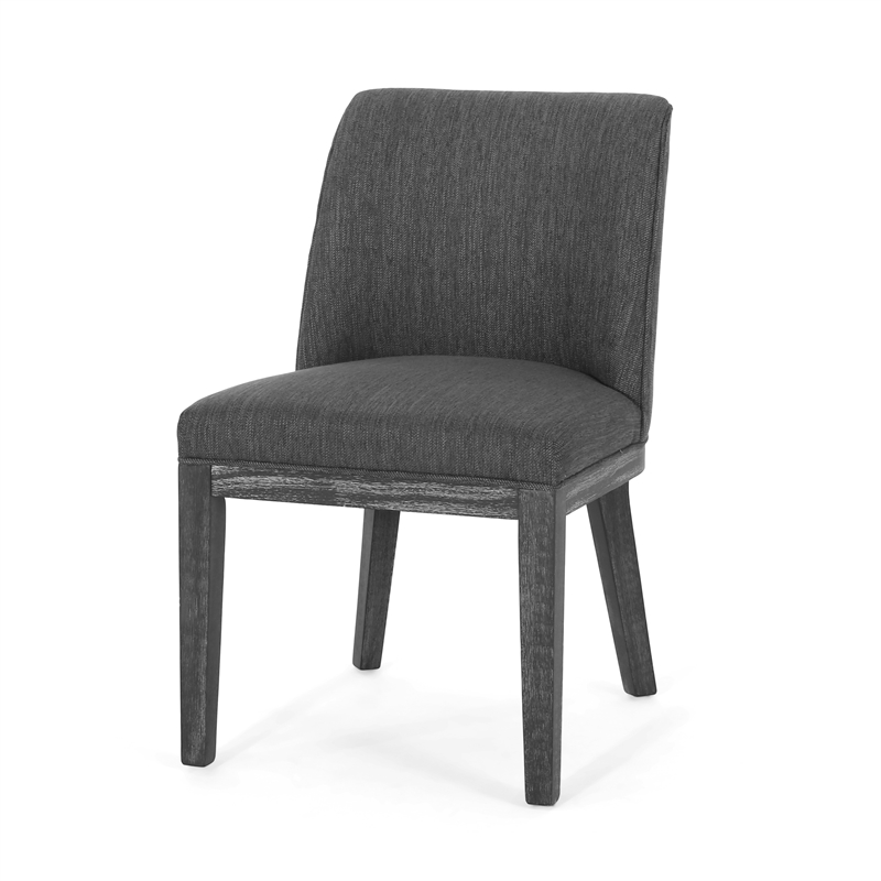 Edena Dining Chair Set of 2- Black Rubberwood- Charcoal Gray