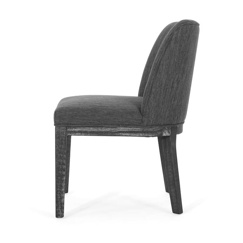 Edena Dining Chair Set of 2- Black Rubberwood- Charcoal Gray