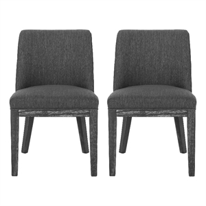 Edena Dining Chair Set of 2- Black Rubberwood- Charcoal Gray