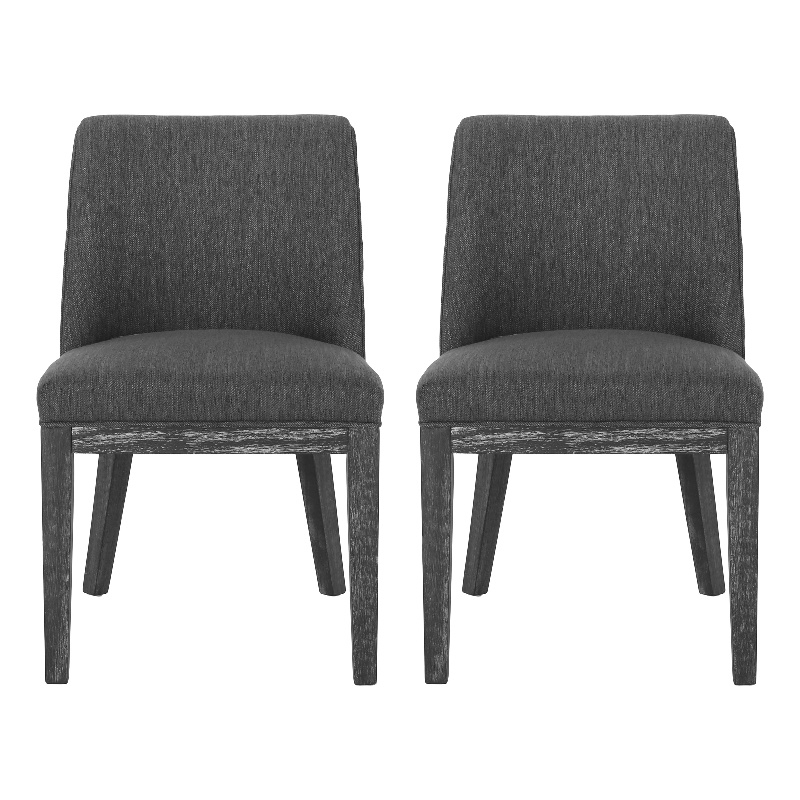 Edena Dining Chair Set of 2- Black Rubberwood- Charcoal Gray