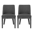 Edena Dining Chair Set of 2- Black Rubberwood- Charcoal Gray
