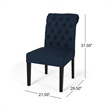 Mein Dining Chair Set of 2- Rolled Top Button Tufted- Blue Polyester