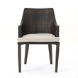 Ellish Outdoor Chair Set of 2- Metal Legs- Brown Rattan- Beige Fabric