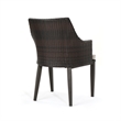 Ellish Outdoor Chair Set of 2- Metal Legs- Brown Rattan- Beige Fabric