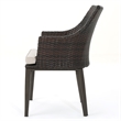 Ellish Outdoor Chair Set of 2- Metal Legs- Brown Rattan- Beige Fabric