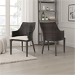 Ellish Outdoor Chair Set of 2- Metal Legs- Brown Rattan- Beige Fabric