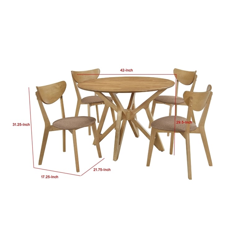 Evans 5pc Dining Table 4 Chair Set- Angled Base- Light Walnut Brown