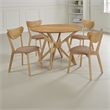 Evans 5pc Dining Table 4 Chair Set- Angled Base- Light Walnut Brown