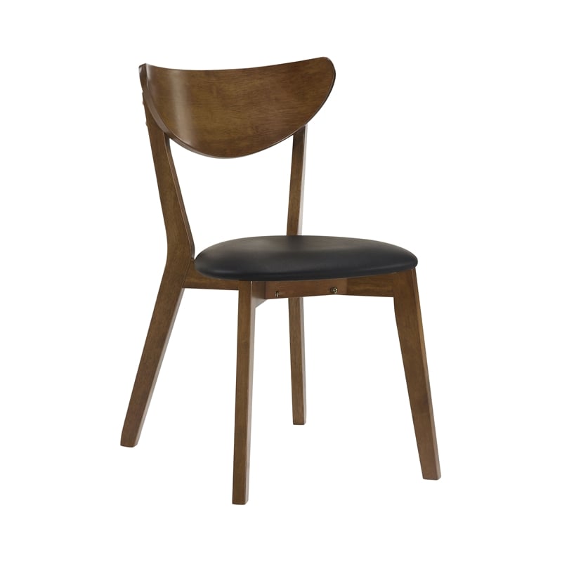 Josy Extendable Dining Table n 4 Chair Set- Brown Black Faux Leather