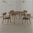 Josy Extendable Dining Table n 4 Chair Set- Brown Black Faux Leather