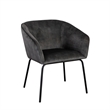 Voro Dining Chair Set of 2- Gray Velvet- Sleek Black Metal Legs