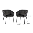 Voro Dining Chair Set of 2- Gray Velvet- Sleek Black Metal Legs