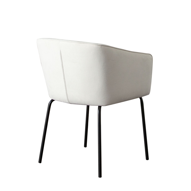 Voro Dining Chair Set of 2- Mist White Fabric- Sleek Black Metal Legs