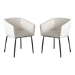 Voro Dining Chair Set of 2- Mist White Fabric- Sleek Black Metal Legs