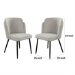 Griz Dining Side Chair Set of 2- Curved Back- Cream White Polyester- Black