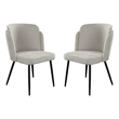 Griz Dining Side Chair Set of 2- Curved Back- Cream White Polyester- Black