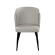 Griz Dining Side Chair Set of 2- Curved Back- Cream White Polyester- Black