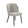 Griz Dining Side Chair Set of 2- Curved Back- Cream White Polyester- Black