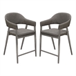 Arie Counter Height Chair Set of 2- Gray Faux Leather Seat and Back