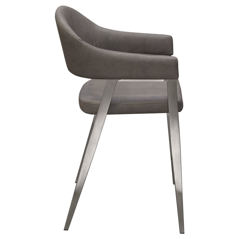 Arie Counter Height Chair Set of 2- Gray Faux Leather Seat and Back