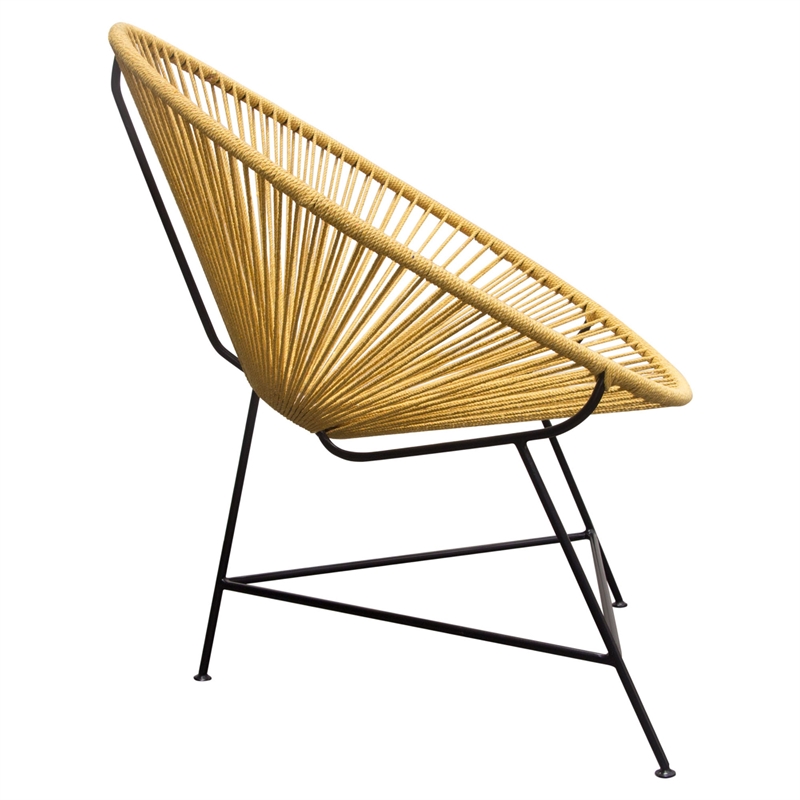 Azy Accent Chair Set of 2- Orange Natural Woven Rope- Black Iron Base