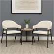 Arie Dining Side Chair Set of 2- Cream White Polyester- Black Legs