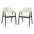 Arie Dining Side Chair Set of 2- Cream White Polyester- Black Legs