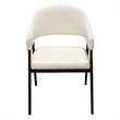Arie Dining Side Chair Set of 2- Cream White Polyester- Black Legs