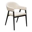 Arie Dining Side Chair Set of 2- Cream White Polyester- Black Legs