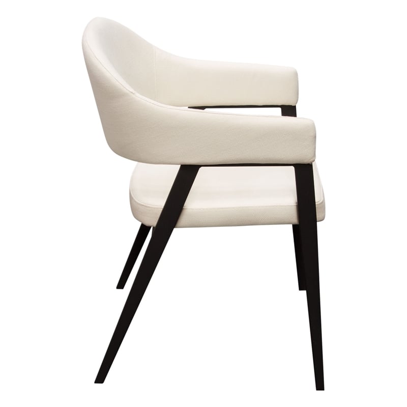 Arie Dining Side Chair Set of 2- Cream White Polyester- Black Legs