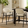 Arie Counter Height Chair Set of 2- Cream White Polyester- Black Legs
