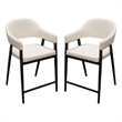 Arie Counter Height Chair Set of 2- Cream White Polyester- Black Legs