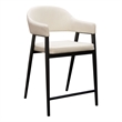 Arie Counter Height Chair Set of 2- Cream White Polyester- Black Legs