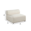 Zey Modular Armless Chair with Low Back- Ivory Sherpa Fabric