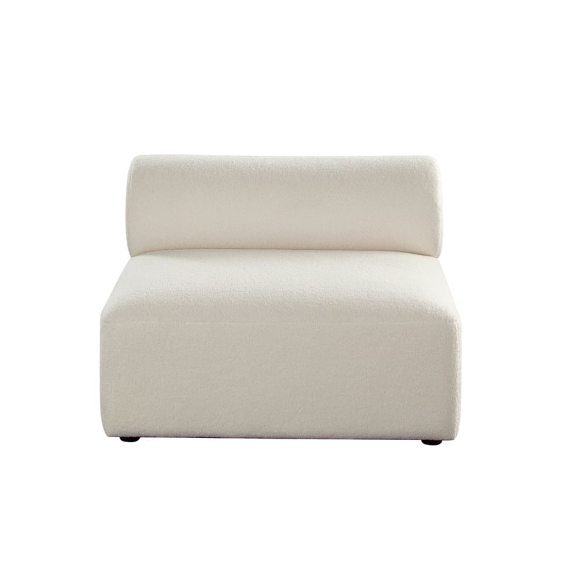 Zey Modular Armless Chair with Low Back- Ivory Sherpa Fabric