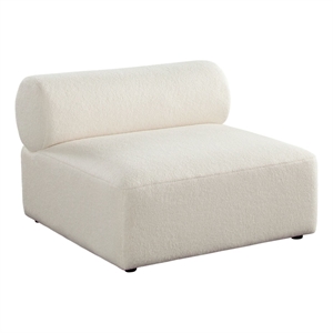 Zey Modular Armless Chair with Low Back- Ivory Sherpa Fabric