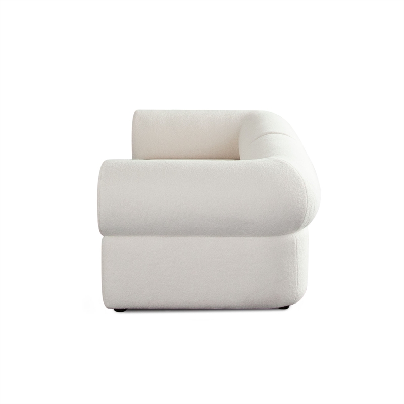Zey 2pc Modular Corner Chair Set- Low Profile Back- Ivory Sherpa 80 Inch