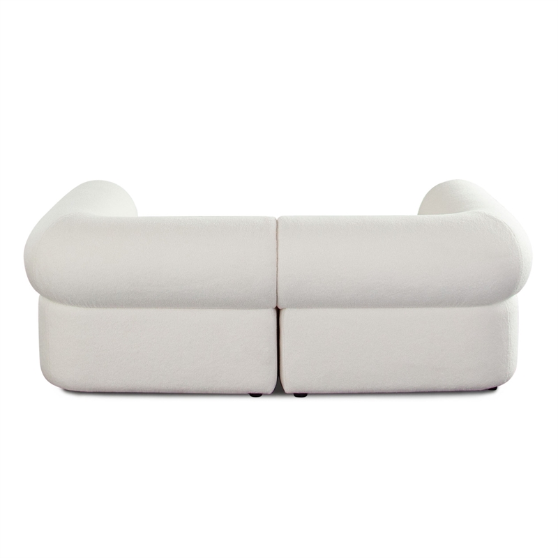 Zey 2pc Modular Corner Chair Set- Low Profile Back- Ivory Sherpa 80 Inch