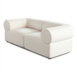 Zey 2pc Modular Corner Chair Set- Low Profile Back- Ivory Sherpa 80 Inch