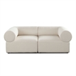 Zey 2pc Modular Corner Chair Set- Low Profile Back- Ivory Sherpa 80 Inch