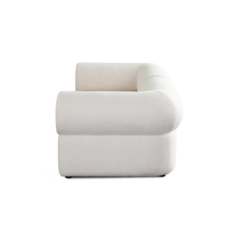 Zey 2pc Modular Corner Chair Set- Low Profile Back- Ivory Sherpa 80 Inch