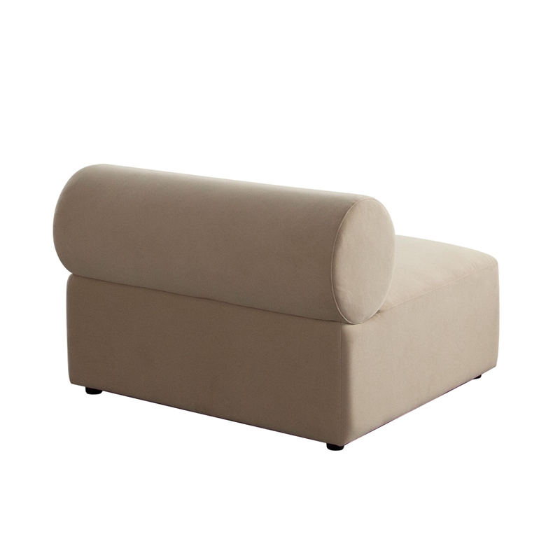 Zey Modular Armless Chair with Low Back- Light Camel Brown Velvet